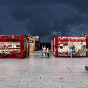 现代摊位 商业小吃街